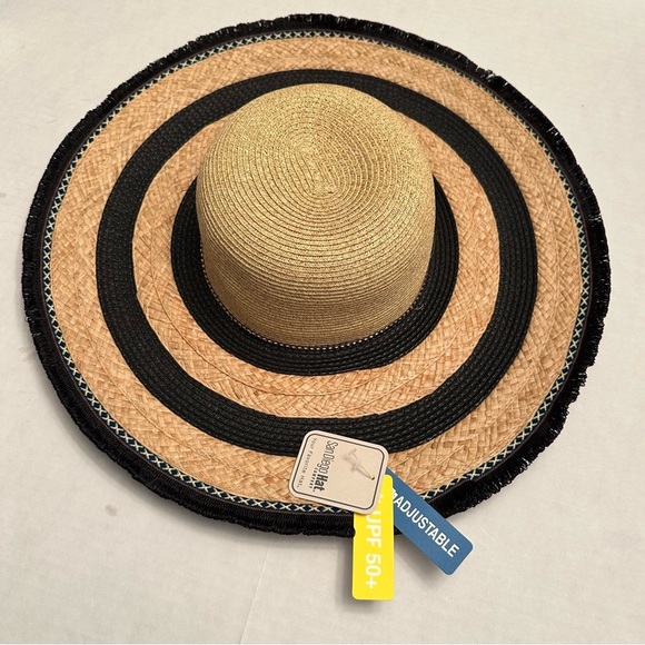 NWT San Diego Hat Co. Women’s Raffia Wide Brim Floppy Sun Hat OS Adjustable - Picture 1 of 13